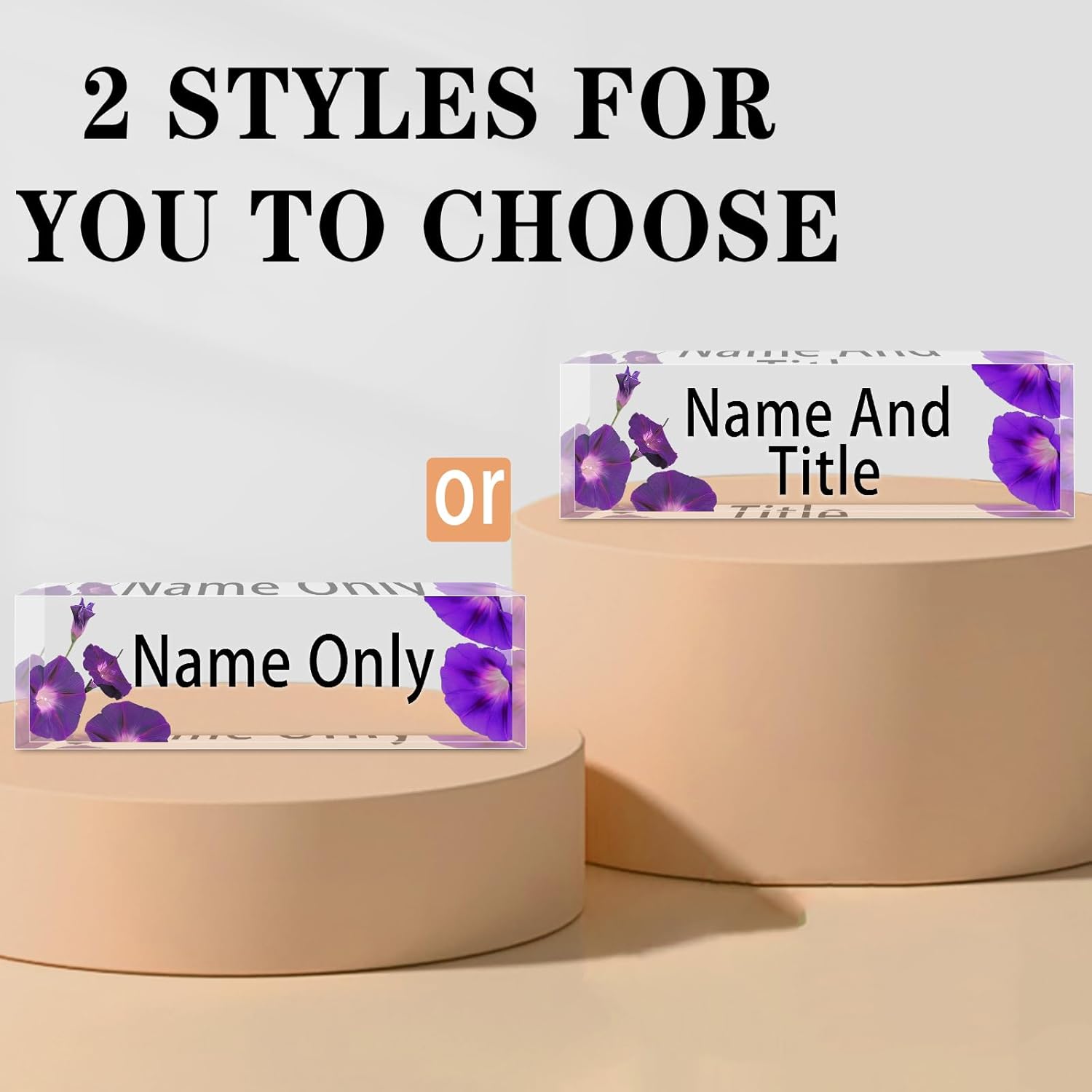 Name Plate for Desk Personalized, Acrylic Desk Decorations, Employee Appreciation Gifts, Custom Office Gifts for Coworkers, Boss, Teacher, Nurse (Morning Glory)