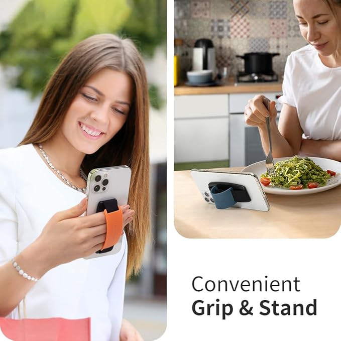Sinjimoru Detachable Phone Grip Kickstand for Wireless Charging Compatible Phone Finger Holder for iPhone & Smartphones. Sinji Mount S-Grip Blue