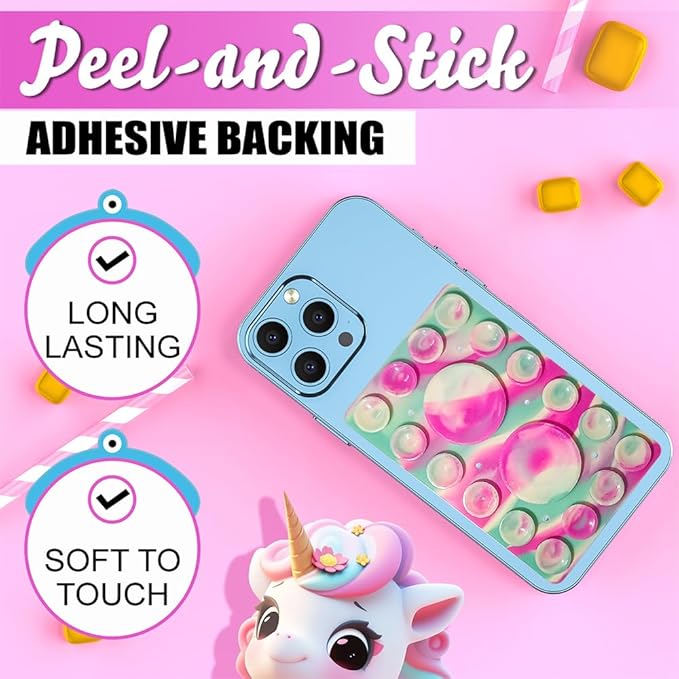 Silicone Suction Phone Holder Mount,Silicon Adhesive Phone Accessory for iPhone and Android, Hands-Free Mirror Shower Phone Holder,TikTok Videos and Selfies (Multicolor, Single Sided)