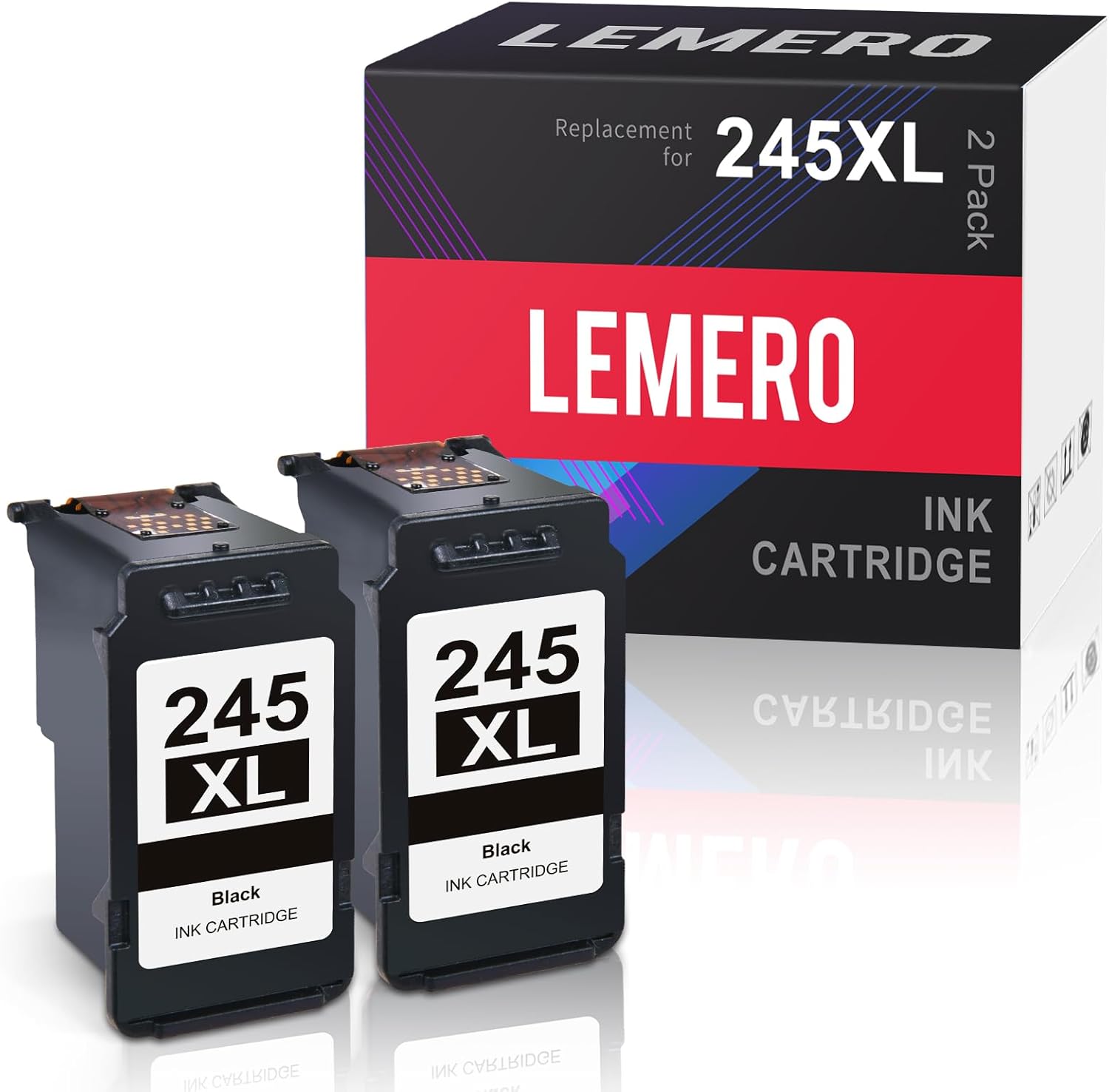 LEMERO 245XL Ink Cartridge Replacement for Canon 245XL Black Ink PG-245 245 XL Black Ink Cartridge Work with Canon Pixma MG2522 MG2500 MG2520 MX490 MX492 TR4520 TR4500 TS3322 TS202 Printer Ink (2Pack)