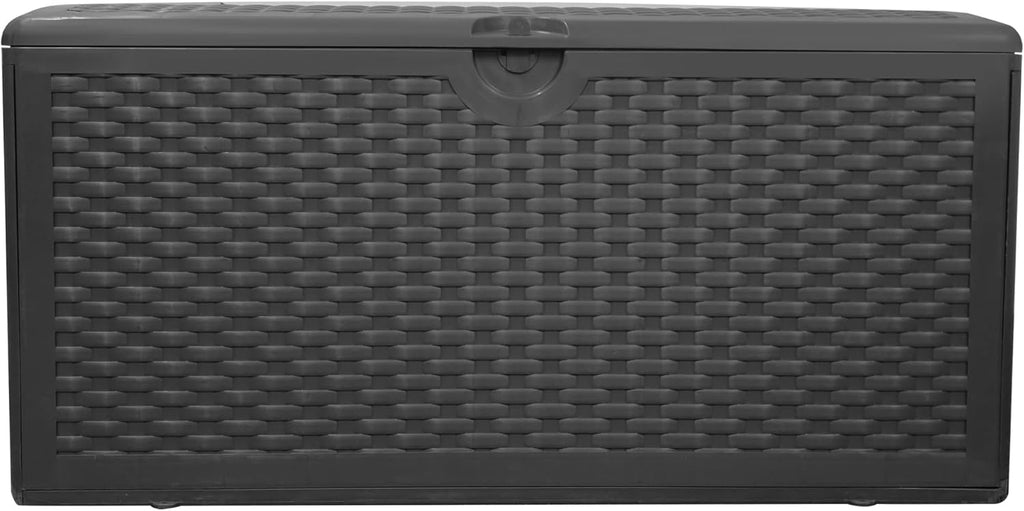 80 Plus Gallon Resin Deck Box, Waterproof Outdoor Storage Bin for Patio, Poolside, and Garden, Lockable & UV-Resistant, Ideal for Small Spaces, Black