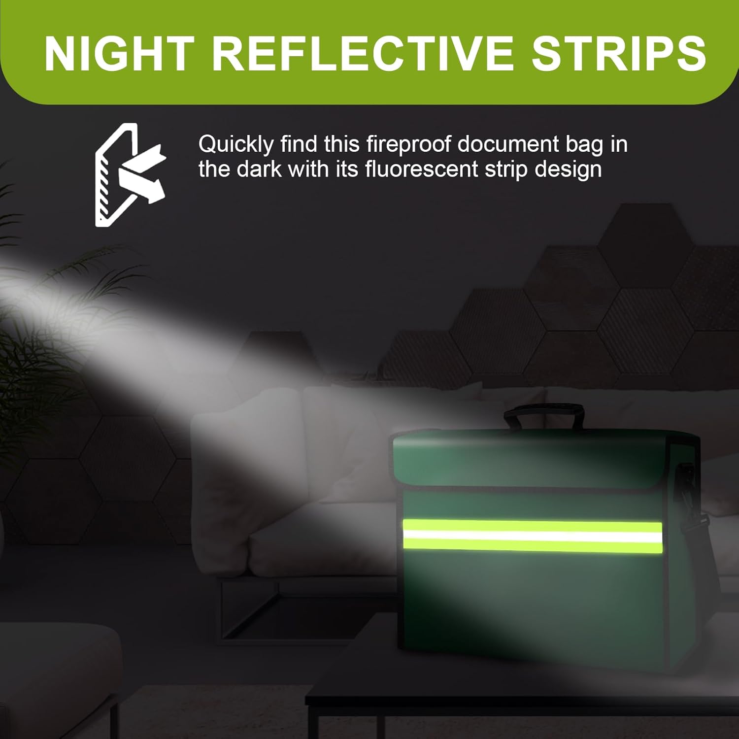 6500°F Fireproof Document Bag with Lock-Fireproof Box with 10 Layers Insulation Materials&Waterproof Zipper,Removable Wallet,Reflective Strip for Cash,Documents,Jewelry(14.2”x 9.6”x 4.1”)