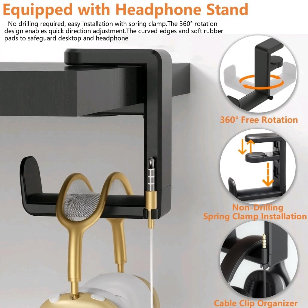 37-inch Standing Desk Converter,Height Adjustable Sit to Stand Up Workstation Riser, Dual Monitor and Laptop Riser with Wide Keyboard Tray, Headphone Stand,Cable Clips,for Home Office, Black