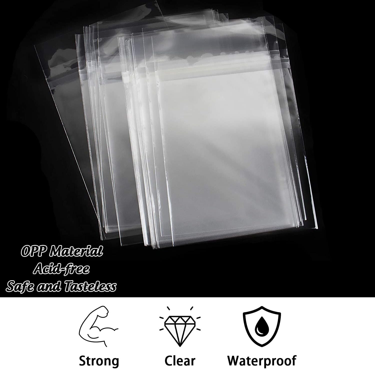 AUEAR, 12"x18" (100 Pack) Clear Plastic Sleeves - Acid Free 1.6Mil Crystal Resealable Bags -Fit for Prints, Photos, Documents, Clothing, T-Shirt