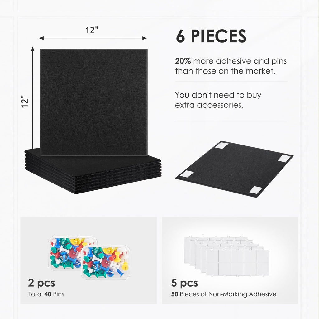 Cork Board for Wall,Felt Wall Tiles with Safe Removable Adhesive Tabs,Bulletin Board for Home Office Kitchen,Pin Board Notice Board for Photos Memos