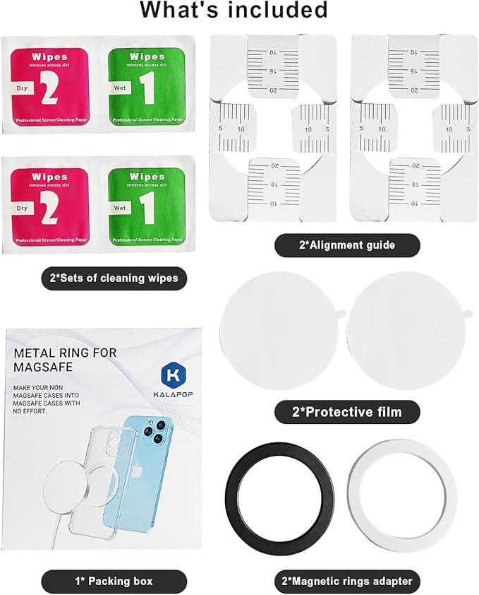 Magnetic Adapter Rings 2PCS Compatible for Magsafe,for Kindle Pop Socket Magnetic,for Magsafe Accessories & Wireless Charging for iPhone 16/15/14/13 Mini Plus Pro Max/Pixel 8/ S24 Ultra/ S23 and More