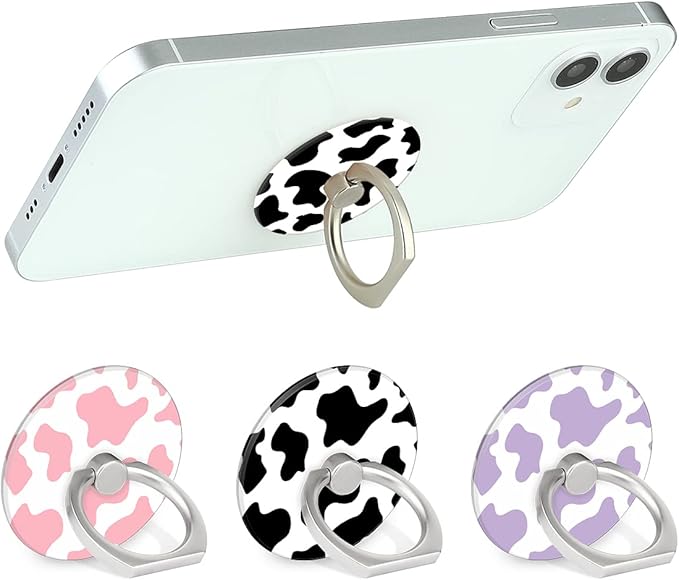 Bonoma Phone Ring Holder, 3 Pack Universal Finger Ring Stand Grip Kickstand Ring for All Smartphones (Cow)