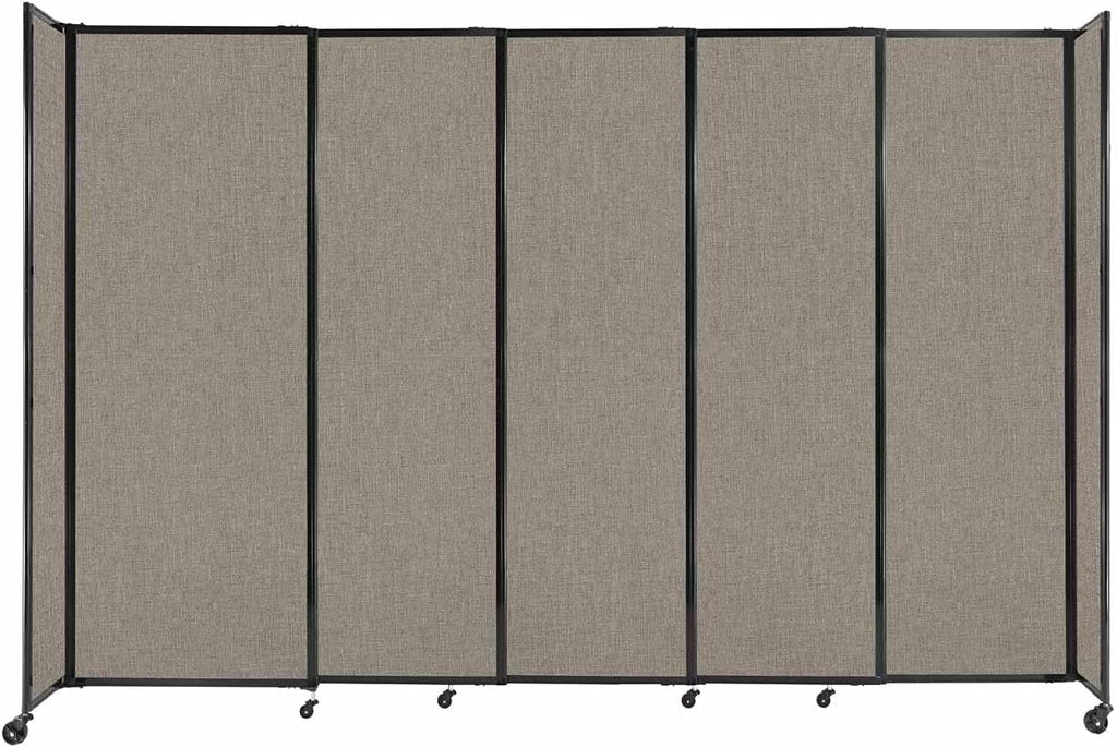 Versare Straightwall Sliding Portable Wall Partition | Freestanding Office Dividers | Locking Wheels | Temporary Room Separator | 11'3" Wide x 7'6" Tall Warm Pebble Fabric Panels