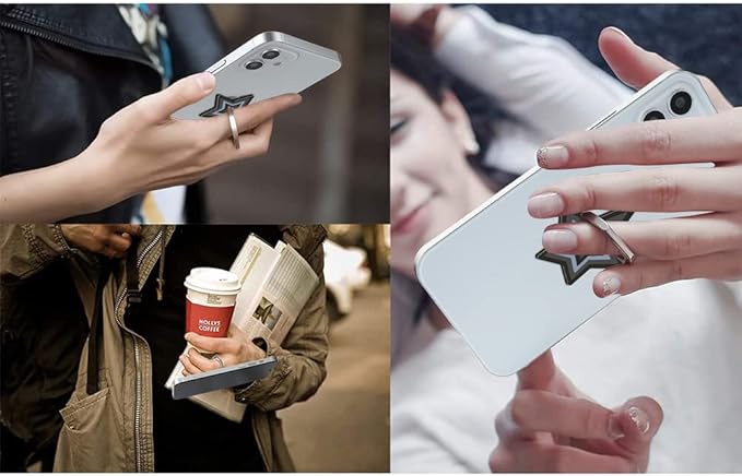 Bonoma Cute Star Phone Ring Holder, 3 Pack Universal Finger Ring Stand Grip Kickstand Ring, 360° Rotation Universal Stylish Stand Compatible with All Smartphones