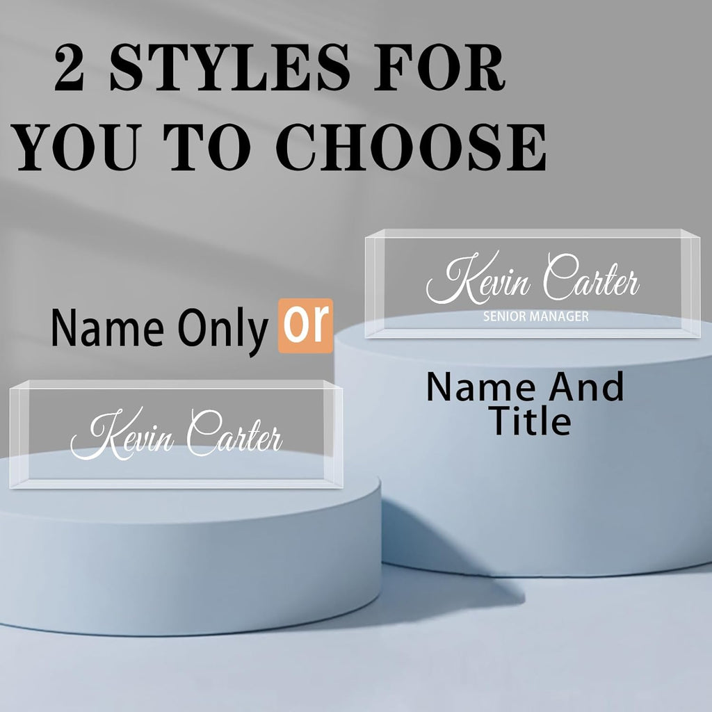 Name Plate for Desk Personalized, Acrylic Desk Decorations, Employee Appreciation Gifts, Custom Office Gifts for Coworkers, Boss, Teacher, Nurse (Engraving 01)