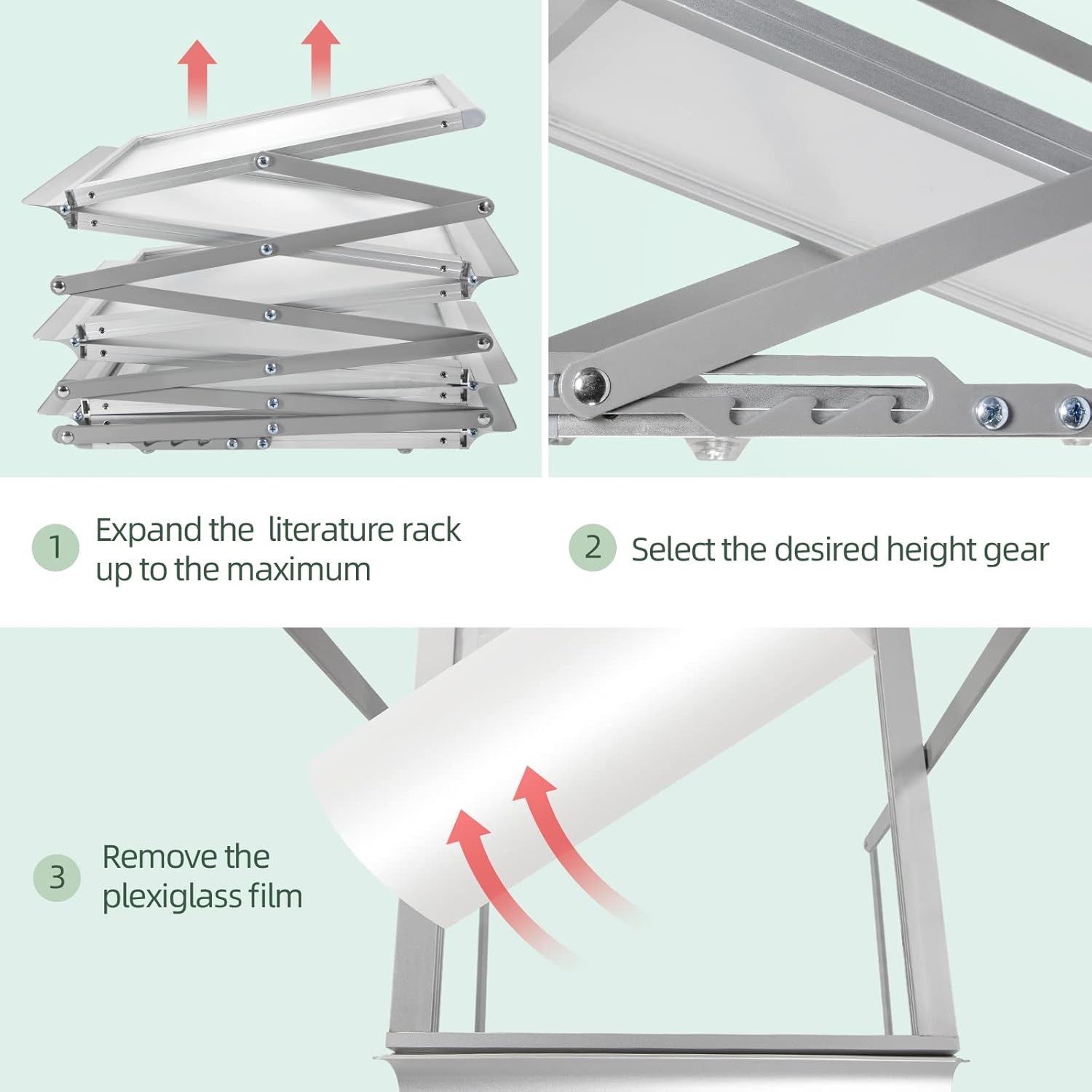 6 Pockets Collapsible Literature Rack for Trade Shows, Metal Floor Standing Literature Stand Catalog Rack Brochure Rack Flyer Holder Pamphlet Holder with Carry Case