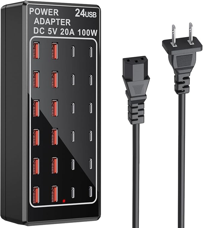 USB C Charging Station, USB Charger Station Block, 24-Port 100W (20A) Charging Block, Charging Station for Multiple Devices USB Wall Charger Power Hub,Compatible Samsung S24/iPhone/Google