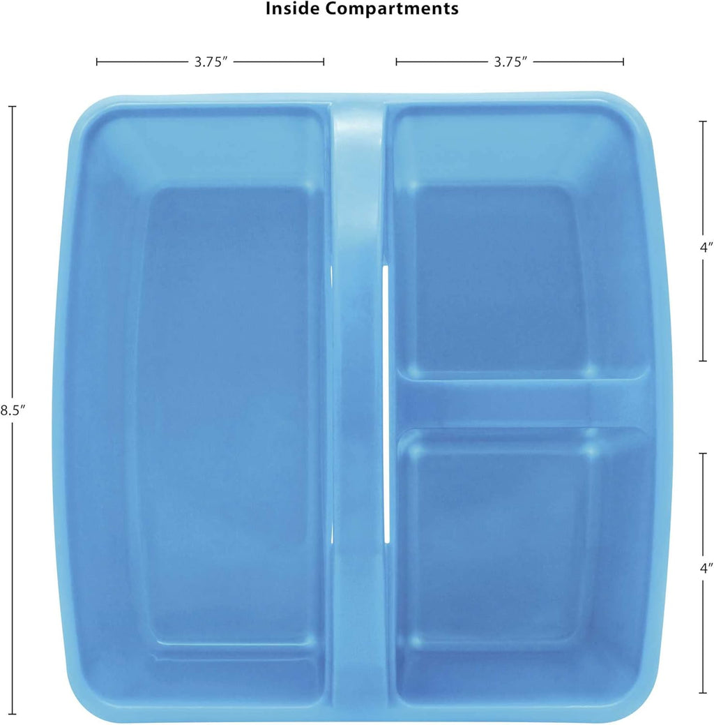 Teacher Created Resources Light Blue Portable Plastic Storage Caddy 6-Pack for Classrooms, Kids Room, and Office Organization, 3 Compartments