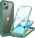 Miracase Compatible with iPhone 13 case 6.1 inch, 2023 New Full-Body Glass Clear Case Bumper Case with Built-in 9H Tempered Glass Screen Protector for iPhone 13, Acacia Green