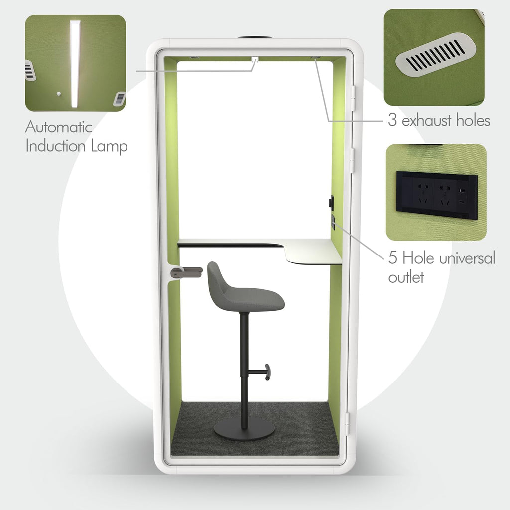 Quiet Meeting Pod with Acoustic Panels, Office Soundproof Room with Furniture, Portable Removable Working Booth for Private Phone Calling, Study, Individual Seater Personal Office H92in W43in D40in