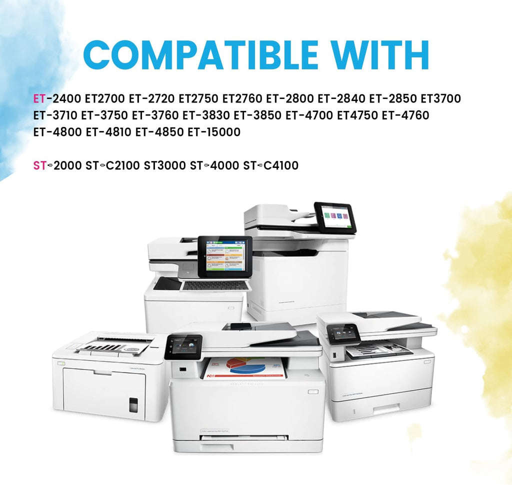 T522 522 Ink Refill Bottles for Epson EcoTank Printers ET-2800 ET-4800 ET-4700 ET-2400 ET-2720 ET-2803 (2 Black, 1 Cyan, 1 Magenta, 1 Yellow)