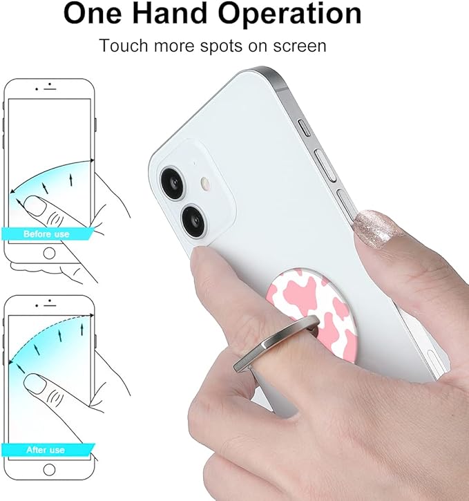 Bonoma Phone Ring Holder, 3 Pack Universal Finger Ring Stand Grip Kickstand Ring for All Smartphones (Cow)