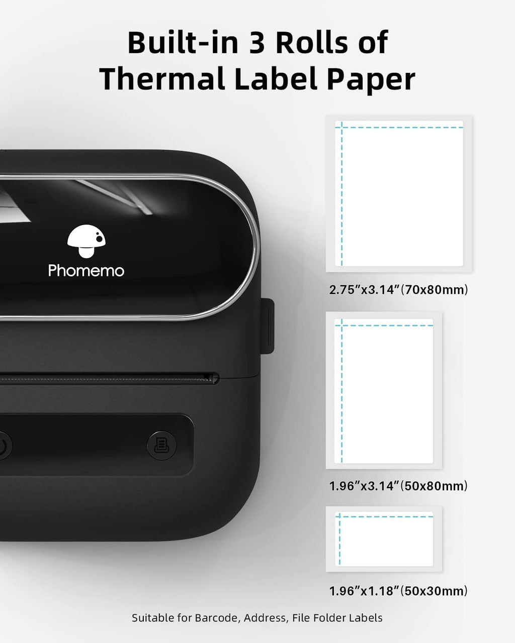 Phomemo M220 Label Makers, 3 Inch Portable Label Maker Machine with 3 Roll Labels, Wireless Thermal Label Printer for Address, Labeling, File Folder Label, Home Organizing