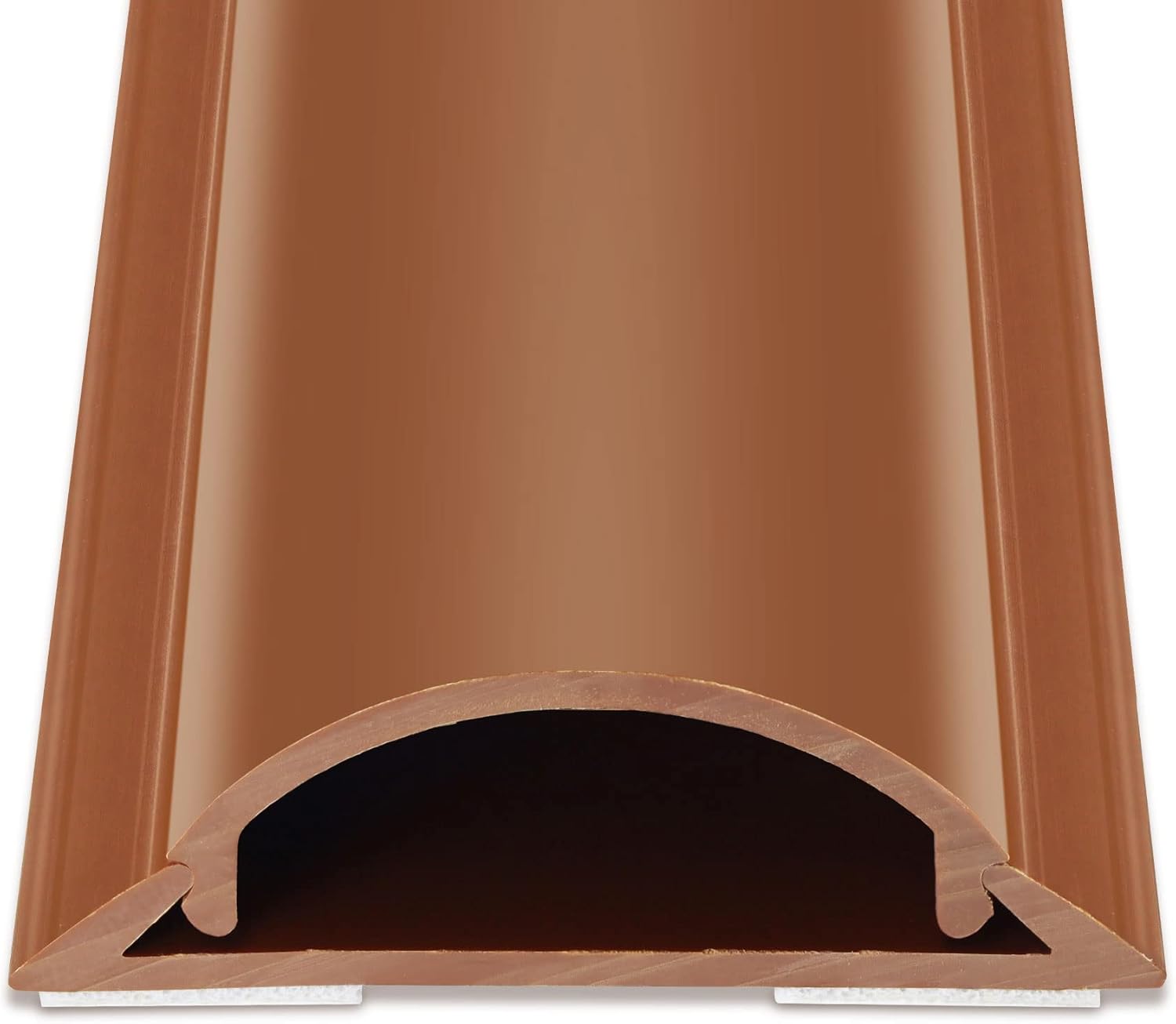 Cord Hider Floor 68in (4 x L17in), Large Capacity Floor Cord Cover, Hard PVC Wire Cover, Cable Management Floor, Brown, Cord Cavity - 1.1"(W) x 0.4"(H)