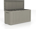 90 Gallon Lockable Resin Deck Box with Wheels, Waterproof & UV-Resistant Outdoor Storage Box for Outdoor Cushion Storage, Garden Tools & Pool Accessories Storage, Gray