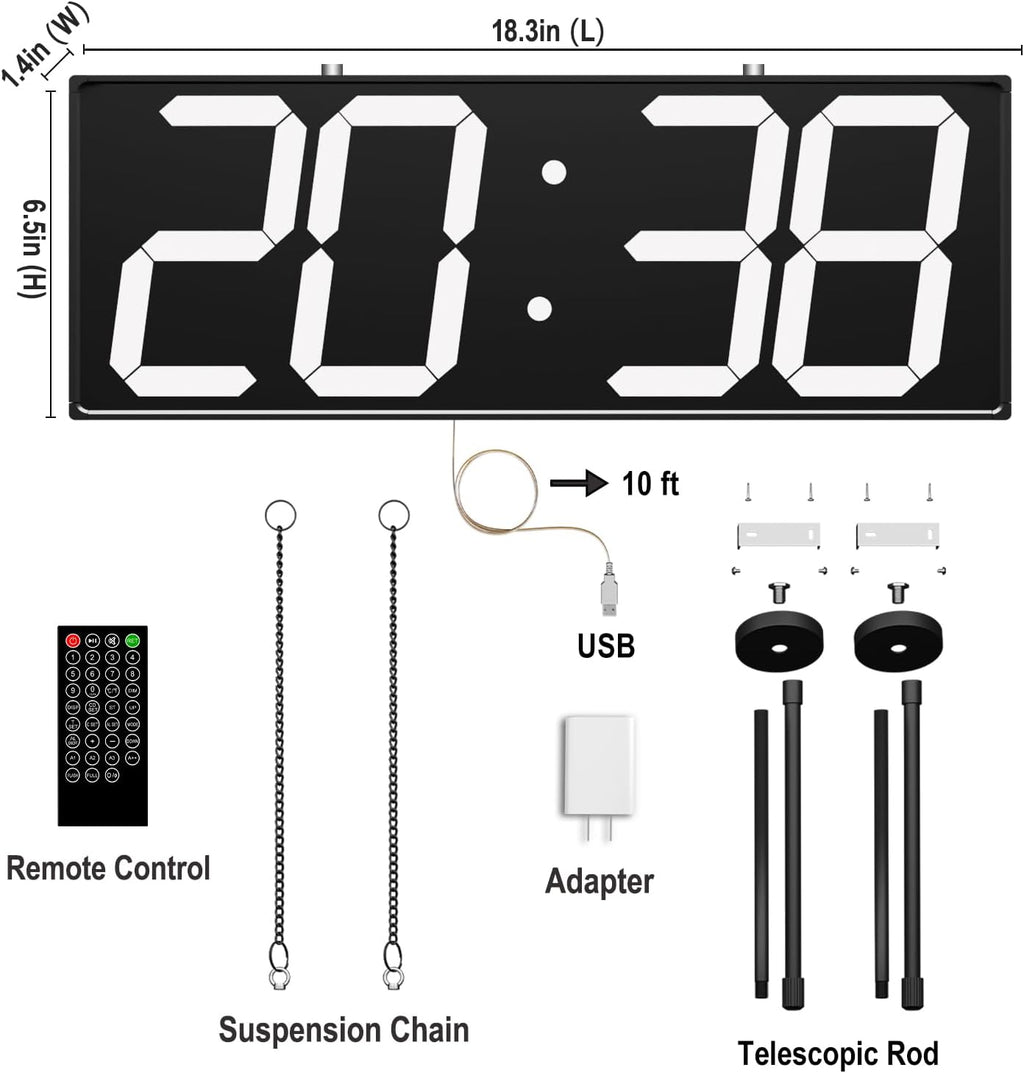Digital Wall Clock with Double Sided Display, Large Digital Clock with Timer,Alarm,Temperature and Date,Two Faced Hanging Digital Clock Large Display for Multiple Public Places(White)