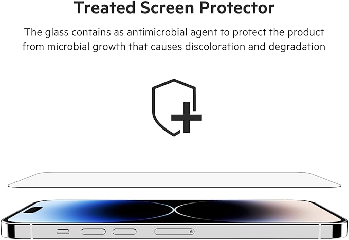Belkin UltraGlass iPhone 14 Pro Max Screen Protector - Easy Application with Installation Guide Tray - Tempered Glass Screen Protector Compatible with iPhone 14 Pro Max Cases - 9H Hardness Tested