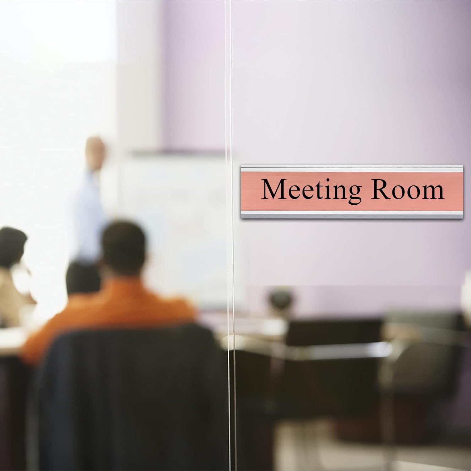 SINYUDUN 5 Pack Aluminum Wall or Door Name Plate Holder, Wall Mount Office Door Sign Holder with Double Sided Tape, for Business Department, Meeting Room, Room Number (Silver, 2" x 8")