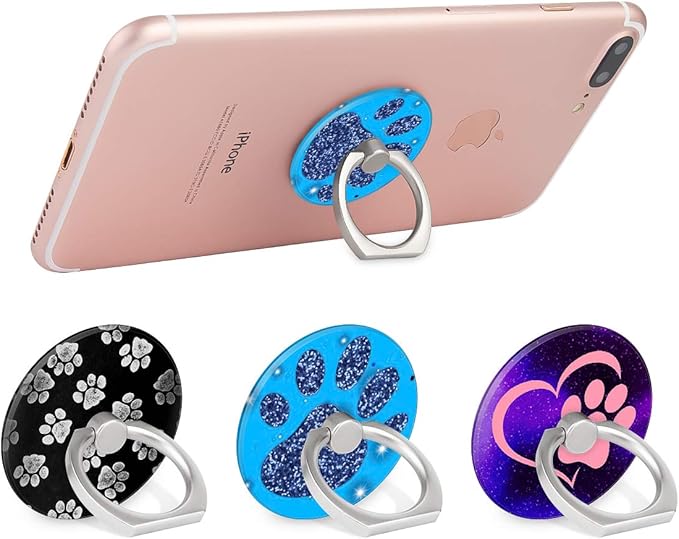 Bonoma Phone Ring Stand, 3 Pack Dog Paws 360 Degree Rotation Finger Grip Stand Holder Compatible with Smartphones and Tablets