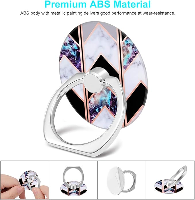 Bonoma Phone Ring Grip, 3 Pack Wave Geometric Marble 360 Degree Rotation 180 Degree Flip Finger Ring Stand Holder Compatible with Smartphones and Tablets