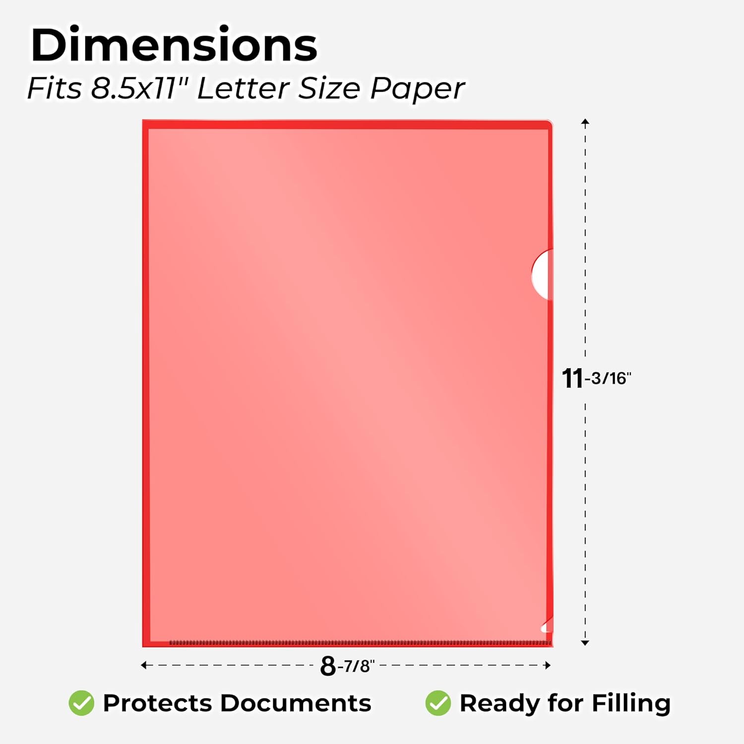Dunwell Clear Folders for Documents, Plastic 8.5x11 File Sleeves for Document Protection, Filing, Storage, Organization (36 Pack) Colorful Folders with Pockets, Durable Letter Size Document Holder