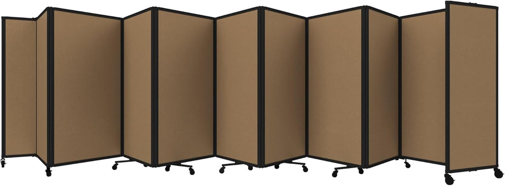 Versare Room Divider 360 Portable Wall Partition | Folding Panels | Large Freestanding Divider | Locking Wheels | Temporary Room Separator
