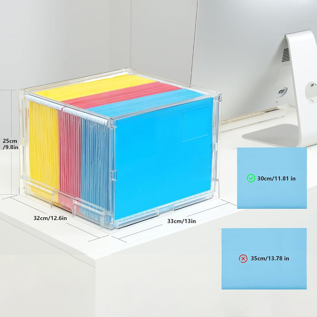 MUKAI File Organizer Box with Lid, Collapsible File Folder Organizer with Slide, Hanging File Folder Box, for Office Document Storage with Desktop organizer ﻿﻿ (1)