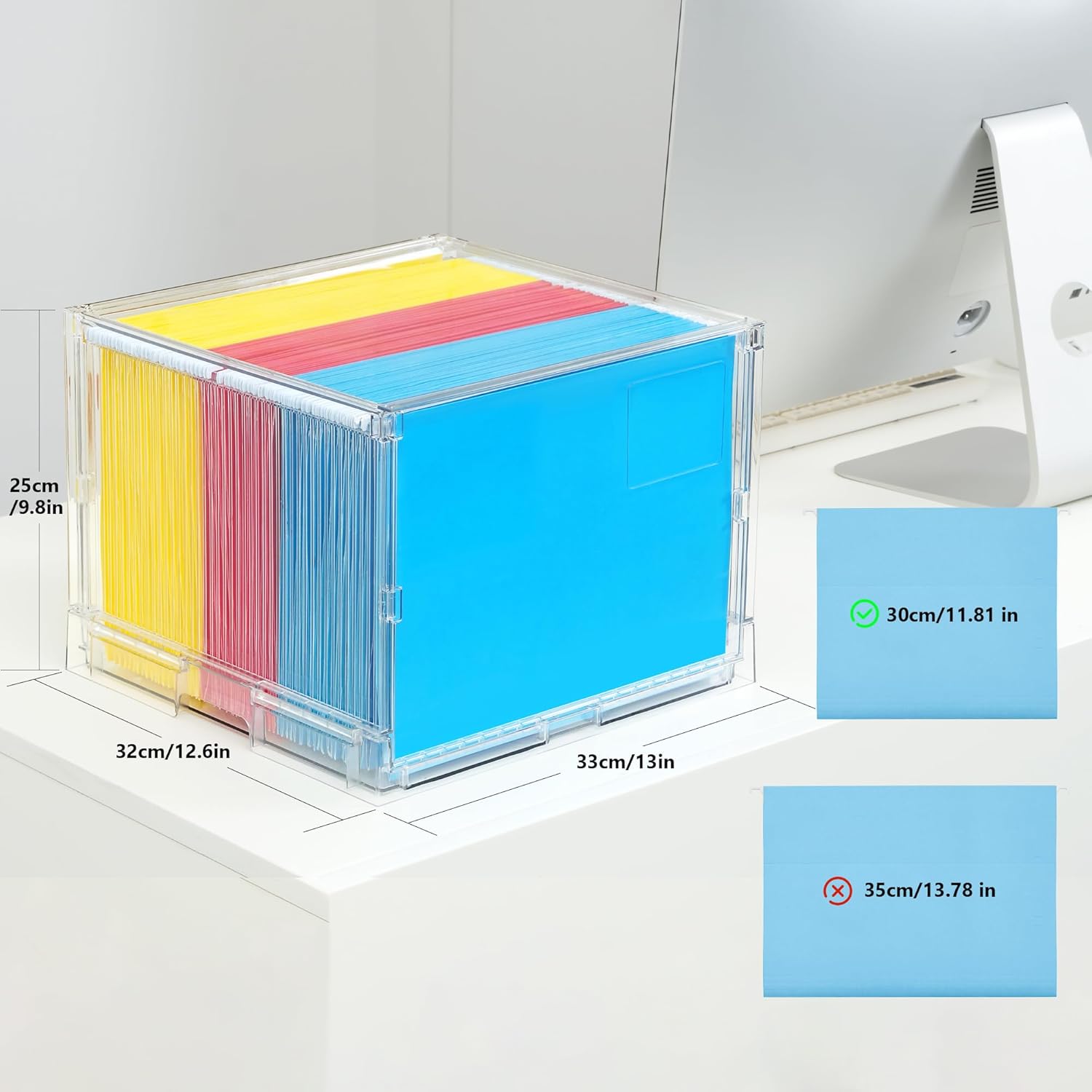 MUKAI File Organizer Box with Lid, Collapsible File Folder Organizer with Slide, Hanging File Folder Box, for Office Document Storage with Desktop organizer ﻿﻿ (1)