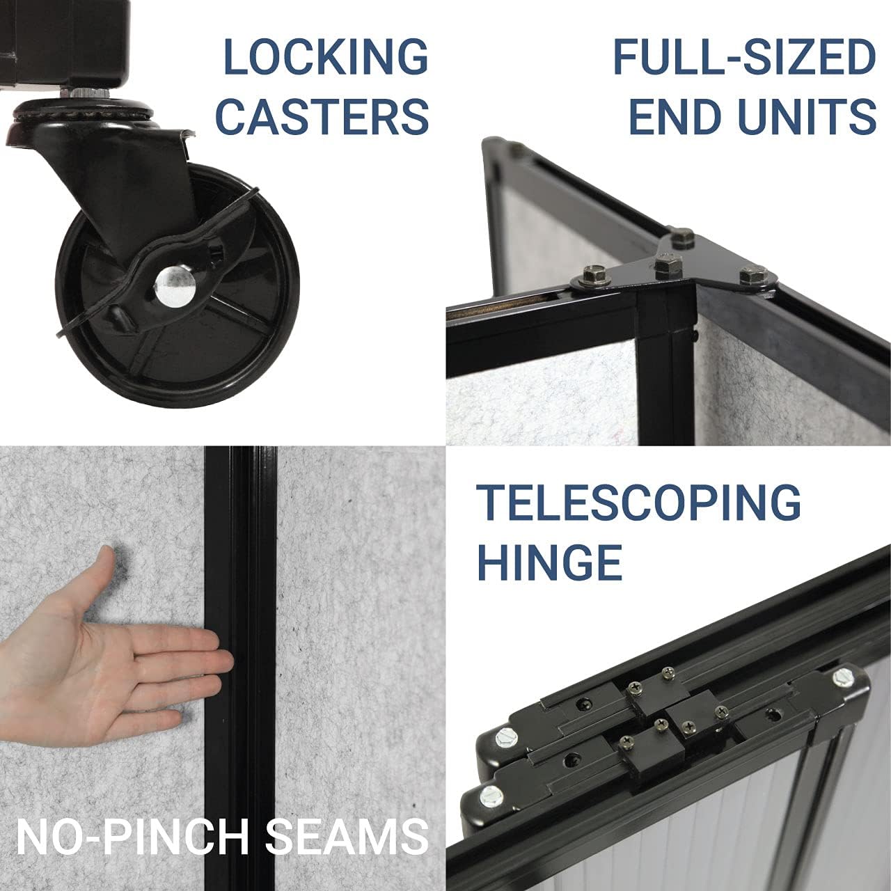 Versare Straightwall Sliding Portable Wall Partition | Freestanding Office Dividers | Locking Wheels | Temporary Room Separator | 15'6'' Wide x 6'10'' Tall Cloud Gray Fabric Panels