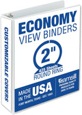 Samsill 2 Inch 3 Ring Binder, Made in USA, Economy Round Ring, Clear View Cover, 425 Sheet Capacity - for School, Home, Office - Pearl White
