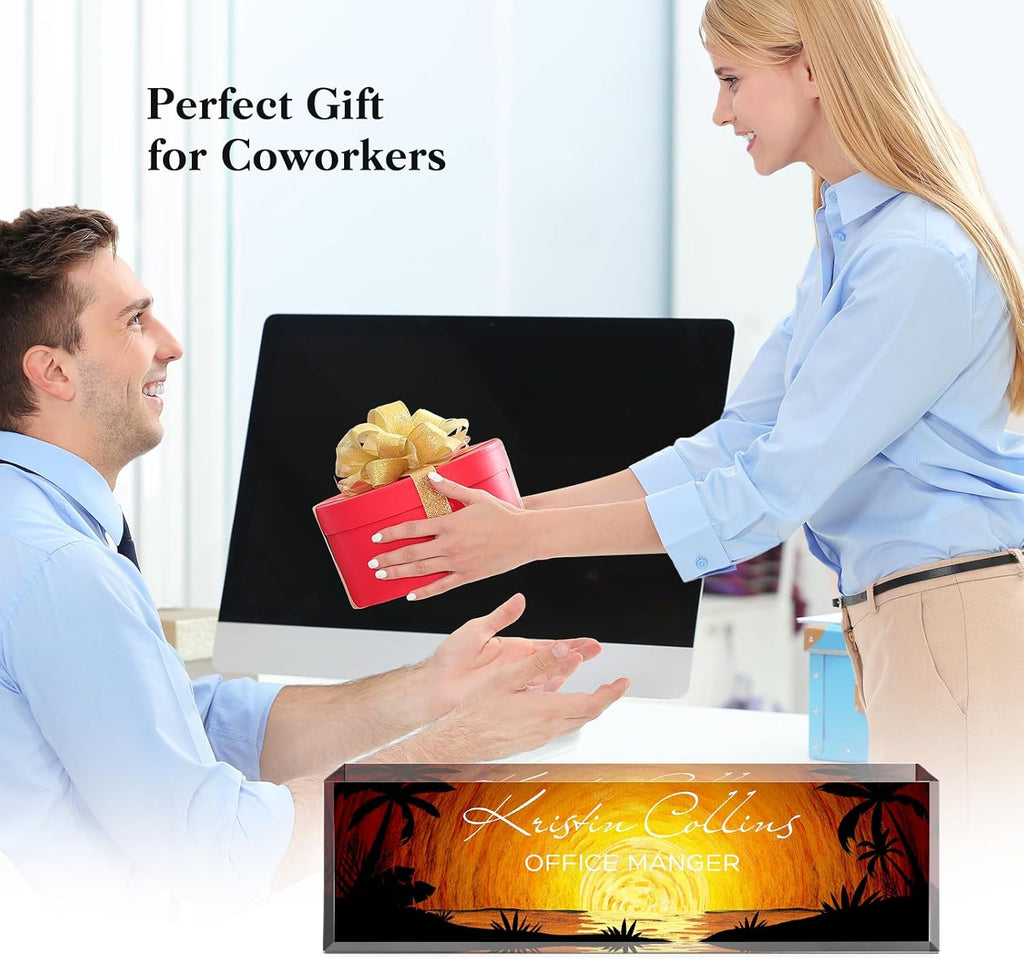 Custom Name Plate for Desk, Acrylic Office Decor For Women Men, Personalized Office Desk Accessories, Teacher Employee Appreciation Gifts For Social Worker Boss Coworkers (Hope)