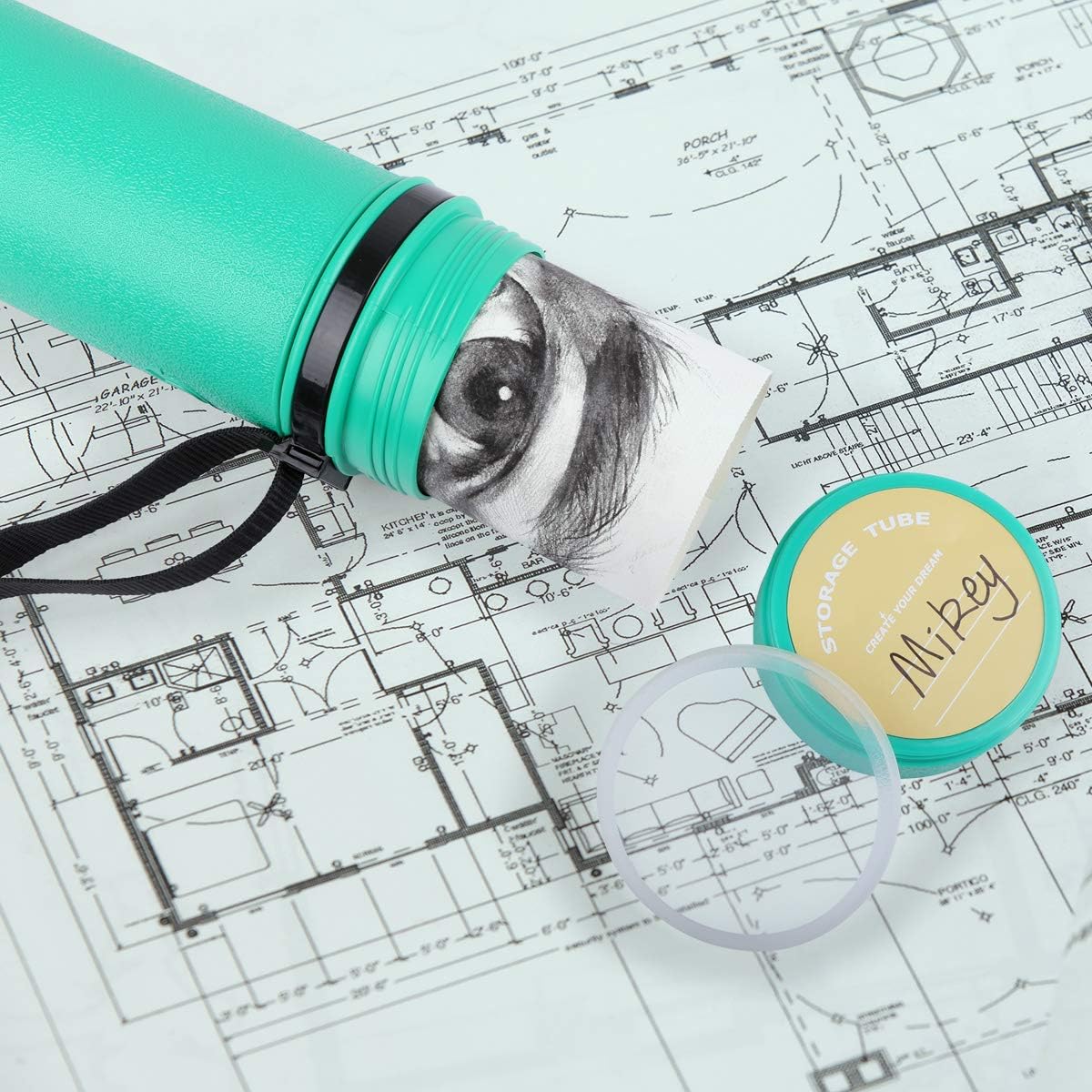 TRANSON 2-pack Durable Poster Storage Tube with Straps 24"-40" Extendable for Blueprints, Artwork, Maps, Posters