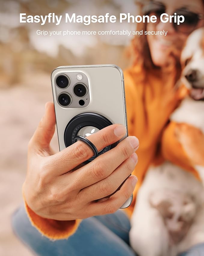 andobil [2025 Upgraded] Double-sided Magnetic Phone Grip for MagSafe [Sability Max] Strong Magnetic Phone Ring Holder Compatible with MagSafe Accessories, iPhone 16 Plus 15 14 13 12 Pro Max Mini Black