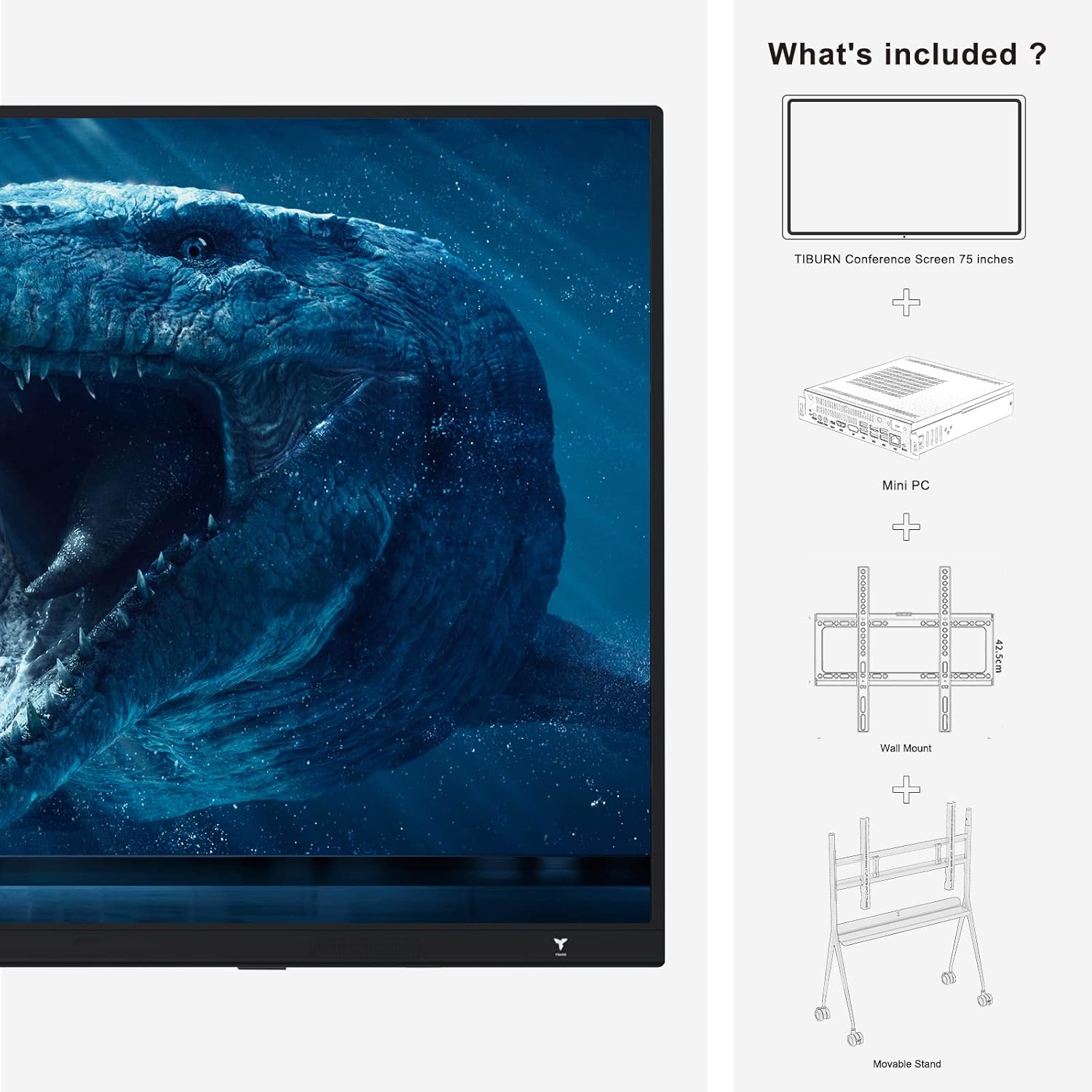 TIBURN HQ Board 75" R2 MAX，Smart Board 4K UHD Touch Screen All-in-One Computer for Office and Classroom with Windows 11 Pro & Open App Ecosystem