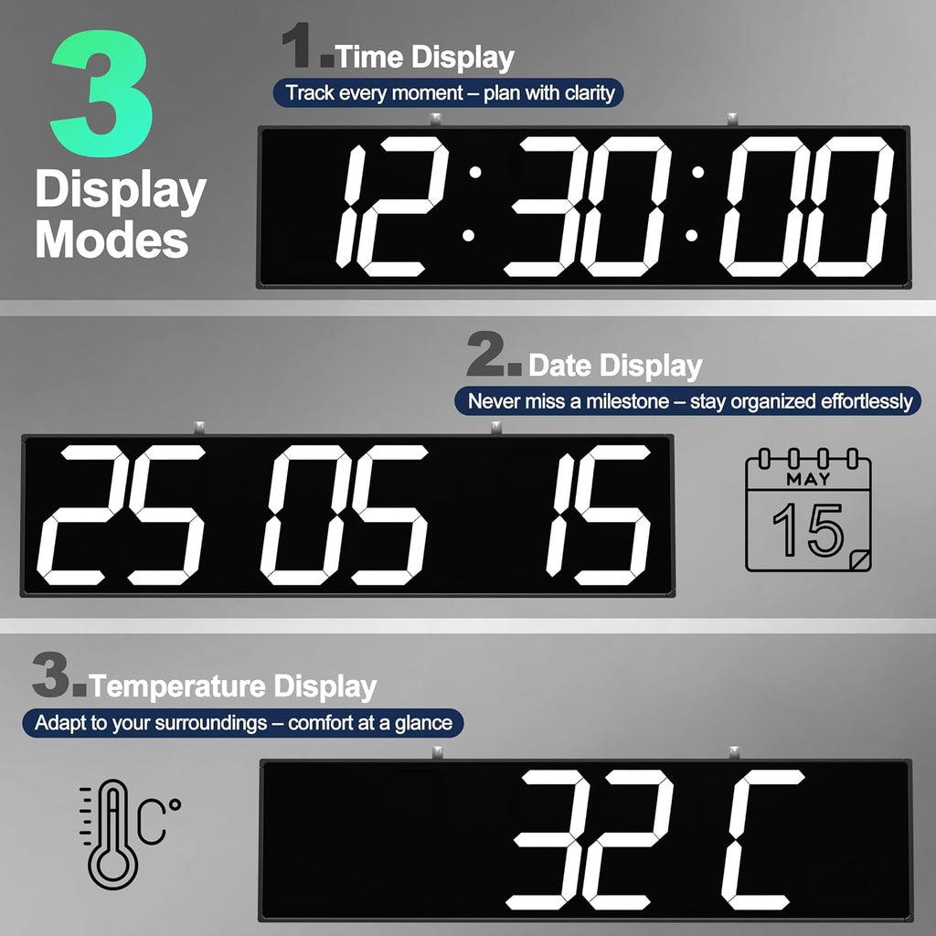 Digital Clock Large Display 1928" with Remote Control,Double-Sided Clock, Suspended Design for Hospitals, Factories, Airports.