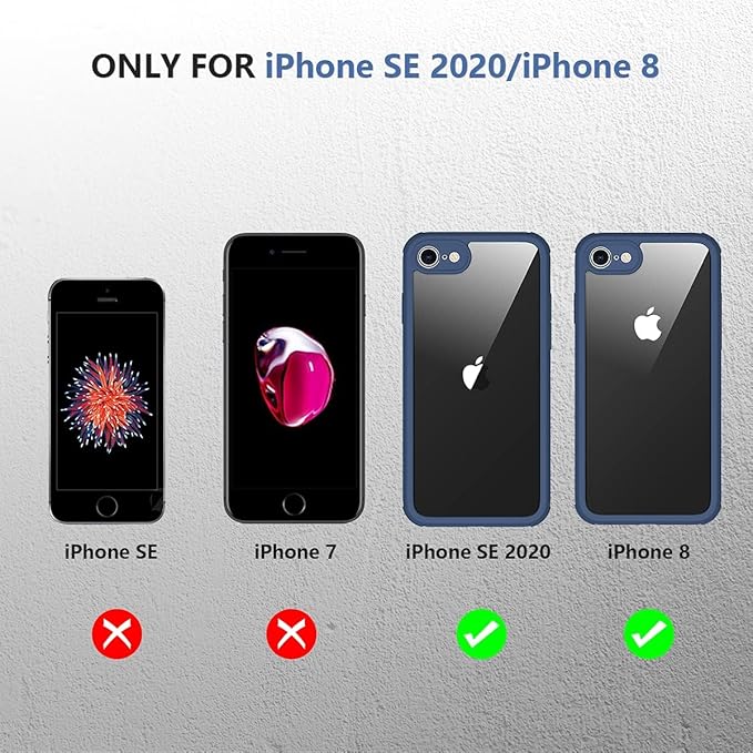 Miracase for iPhone SE Phone Case 3rd/2nd Generation 2022 2020 Full-Body with Built-in Glass Screen Protector, Heavy Duty 360° Protective Shockproof Bumper Cover for iPhone 8/SE, Blue