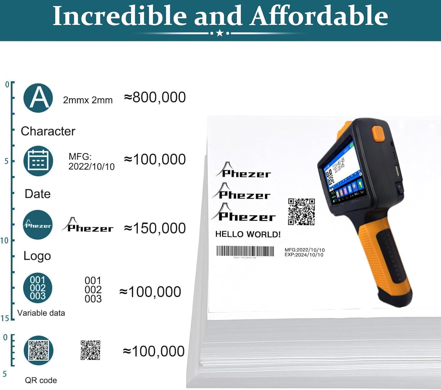 P19 Handheld Inkjet Printer for Any Surface, Portable 360° All-Round Coding Machine Print Height 2-12.7mm for Date/Time/Barcode/QR Code/Logo, with Cartridge(Anti-Slip Handle, Upgrade Version)