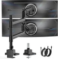 monTEK 17-57 Inch Dual Ultrawide Monitor Arm for Up to 59.4lbs Screen, Aluminum Heavy-Duty Gas Spring Vertical Stackable Curved Screen Adjustable Monitor Stand,75/100mm Vesa Mount, Black