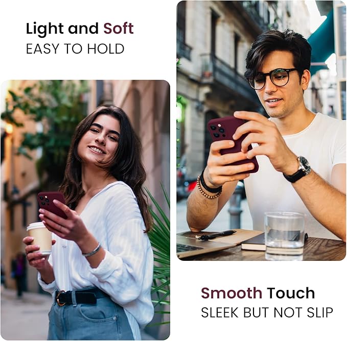 FireNova Designed for iPhone 15 Pro Max Case, Silicone Upgraded [Camera Protection] Phone Case with [2 Screen Protectors], Soft Anti-Scratch Microfiber Lining Inside, 6.7 inch, Plum