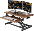 JOY worker Standing Desk Converter, 32" Wide Height Adjustable Sit Stand Up Desk Riser with Keyboard Tray, Desktop Workstation Riser for Home Office Computer Laptop, Particle Board, Rustic