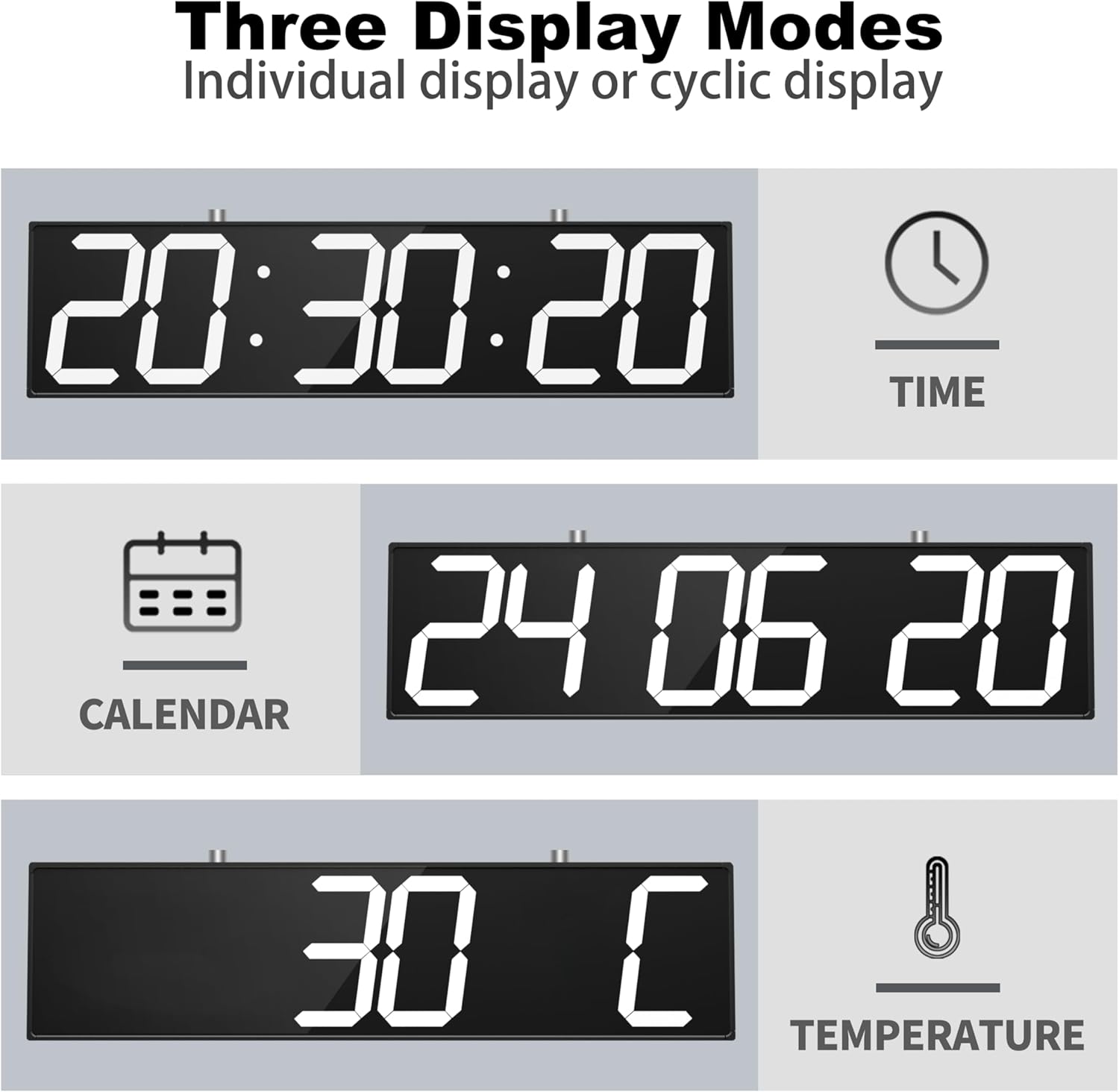 28.5‘’ Double Sided Digital Wall Clock, Multifunctional Led Countdown Clock with Timer, Temperature and Date Display, Hanging Digital Clock Large Display for Corridors, Hospitals (White)