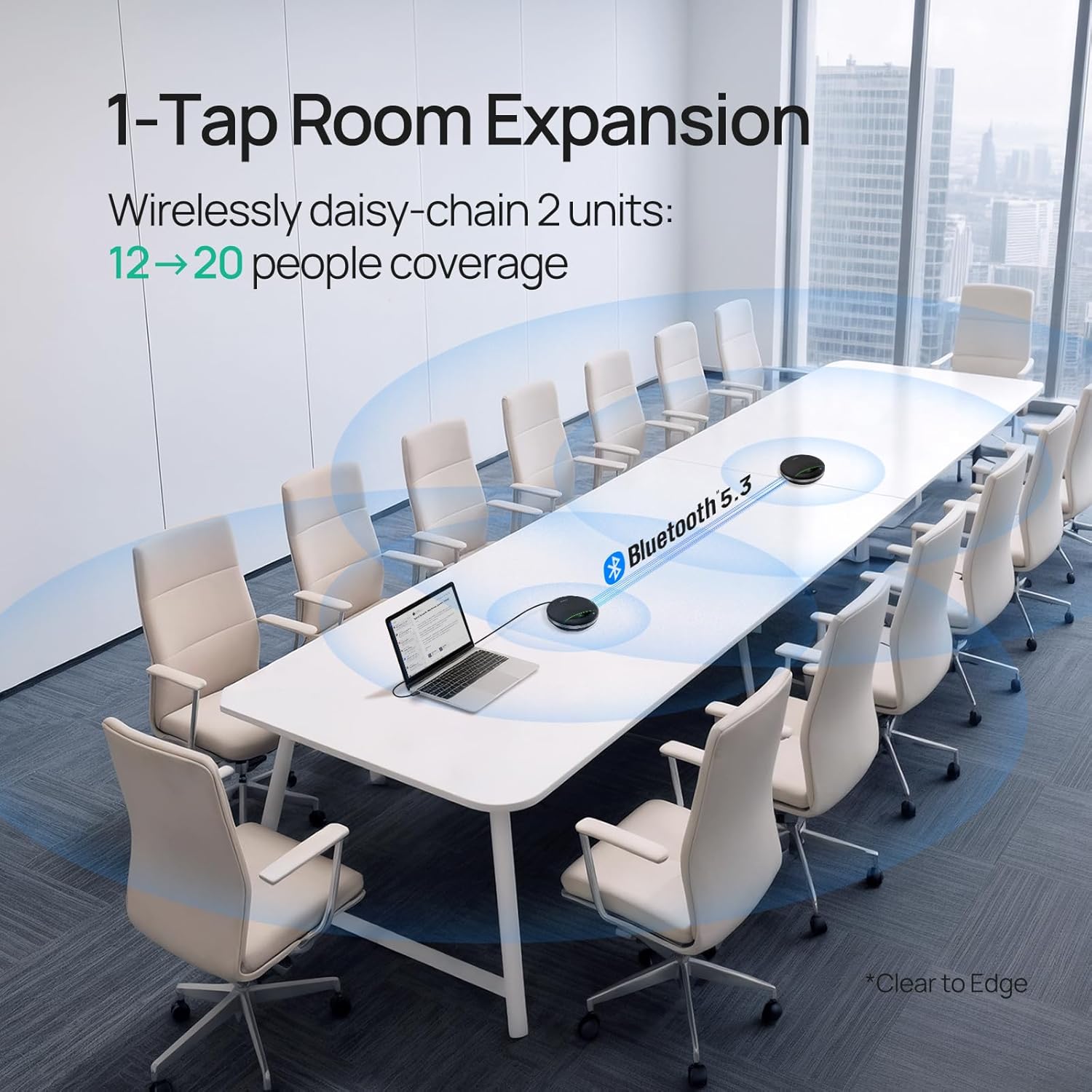 Yealink Bluetooth Speakerphone SP96 Support Daisy-Chain 26H Talk Time Teams Certified 65mm Conference Speaker and 6 Microphones Smart AI Noise-Canceling 5m Voice Pickup Radius 1.2m USB C/A 400g