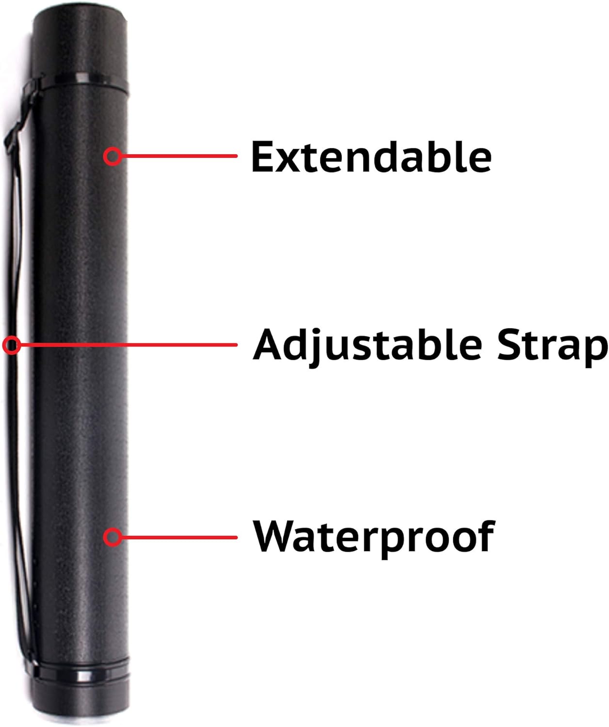 CALPALMY 2-Pack Extendable Poster Tubes Expand from 24.5” to 40” with Shoulder Strap | Carry Documents, Blueprints, Drawings and Art | Black Portable Durable Round Storage Cases with Lids and Labels