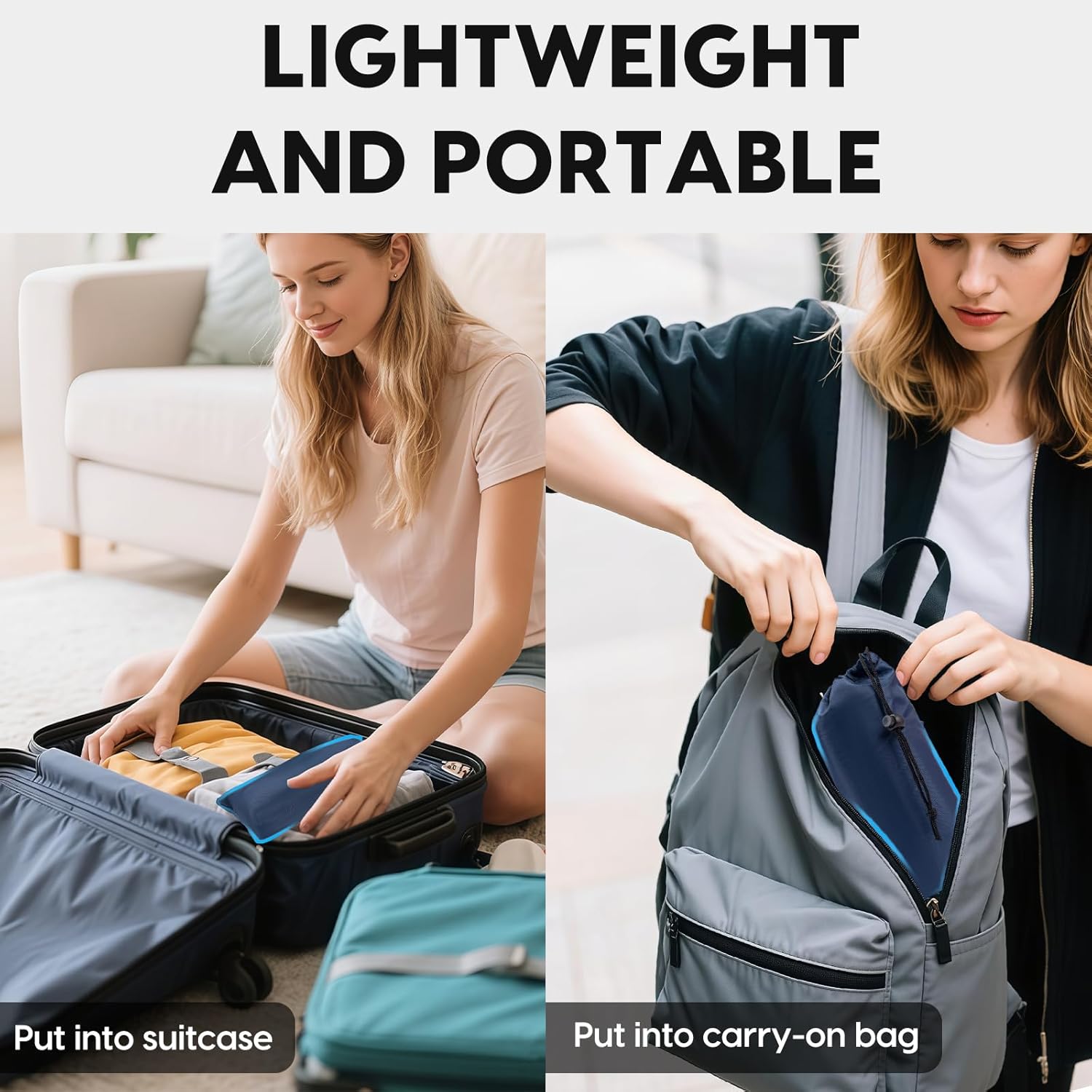 Foot Hammock for Plane Travel, 2-Pack Perfect Airplane Foot Hammock to Relax Your Feet, Portable Airplane Foot Rest with Adjustment Strap, Travel Essentials for Comfortable Long Flight (Blue)