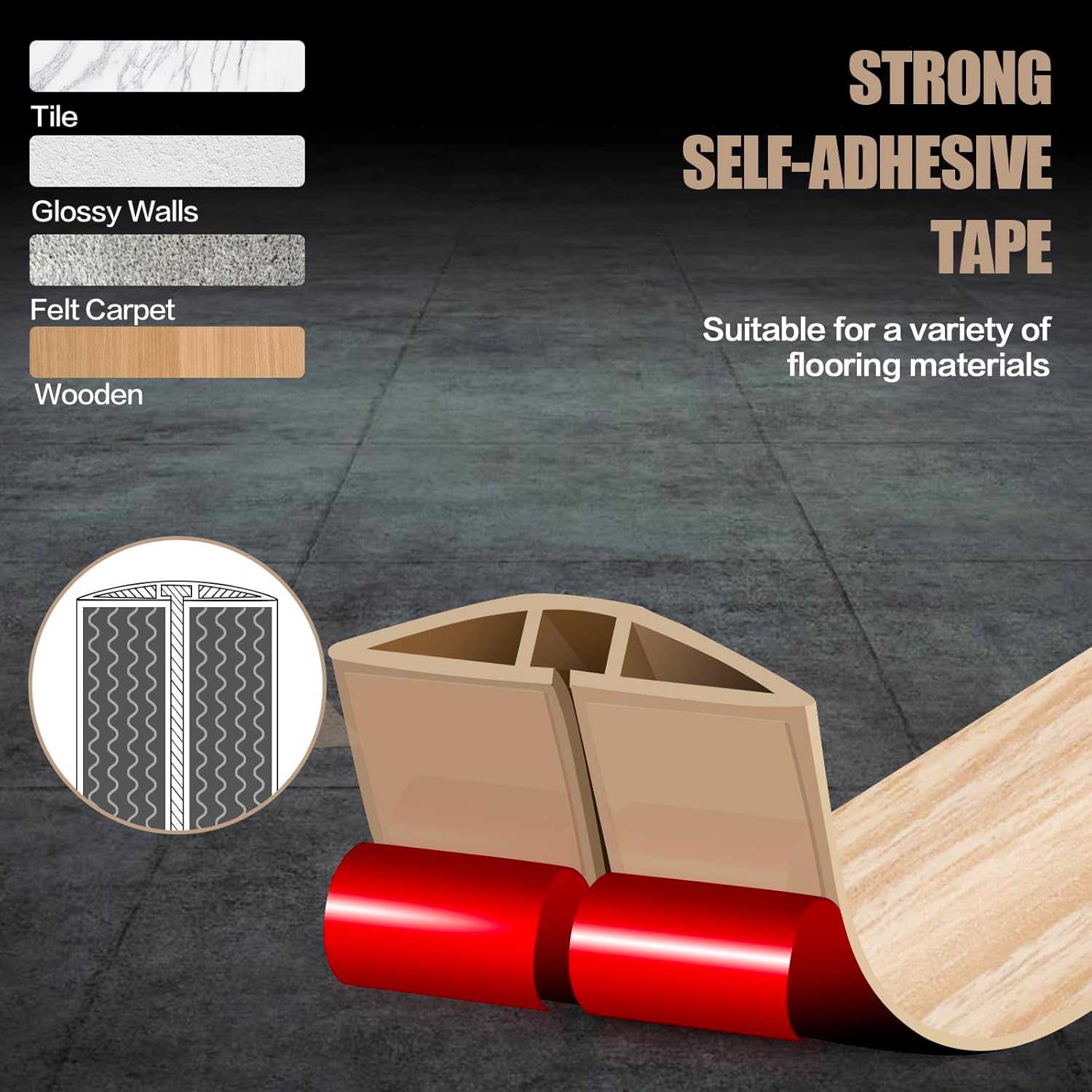 Floor Cord Cover Self Adhesive Cord Hider,3.3FT Cable Management, Extension Strip Protector for Wires, Prevent Cable Trips for Offices, Gyms, Exhibitions Cavity:0.47"(W) x0.35(H) WoodLightyellow